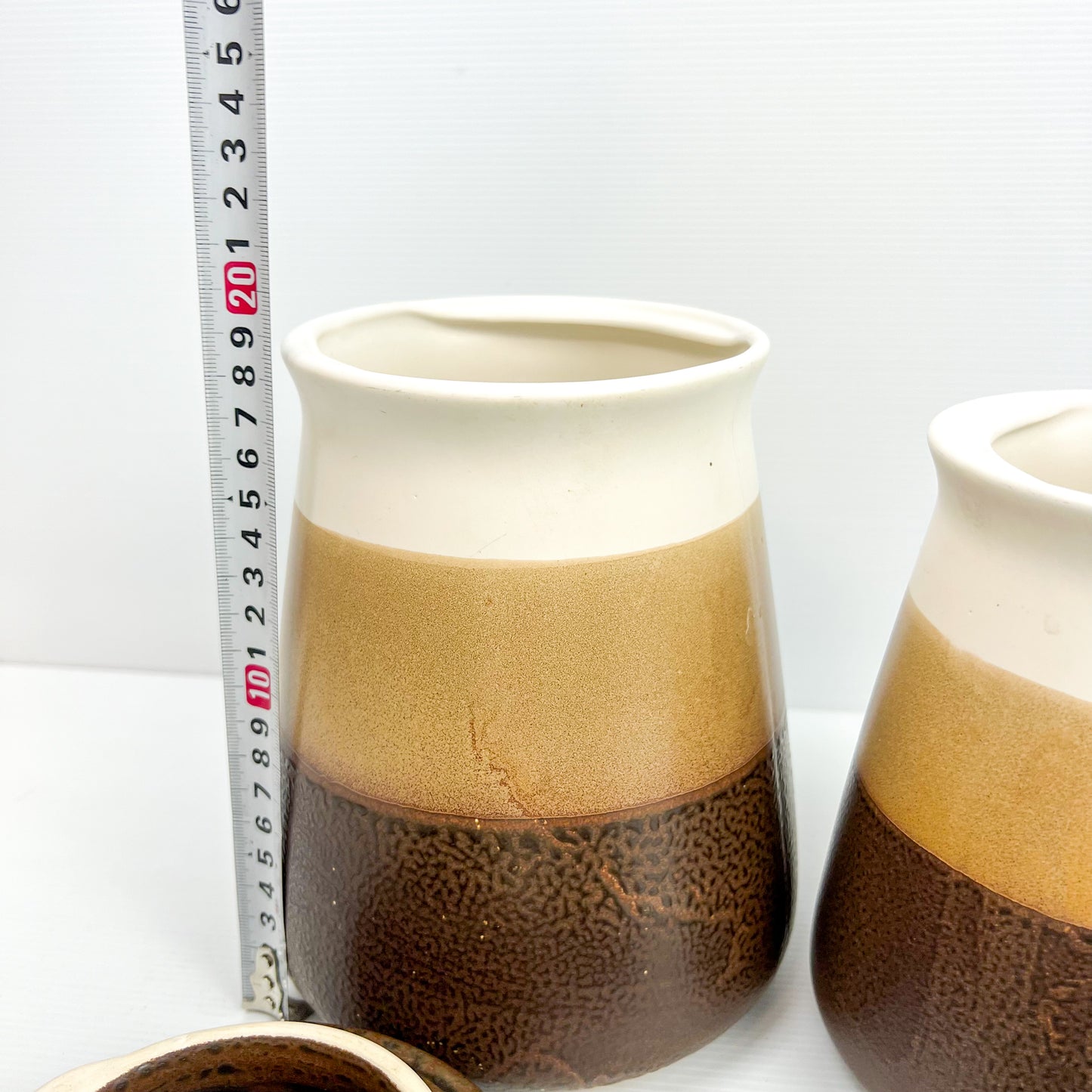 Ceramic Kitchen Storage Canister set with coffee bean shape lids.