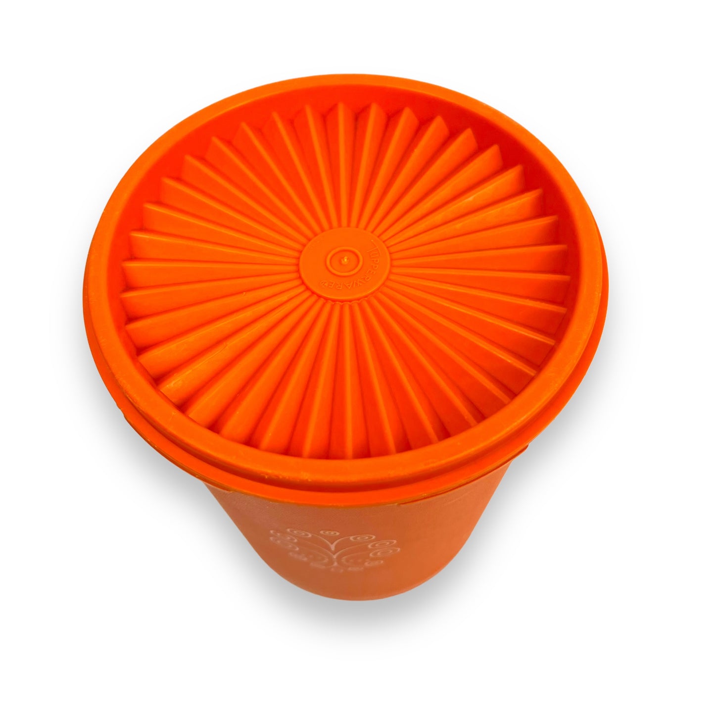 Orange Tupperware Cylinder Storage Container