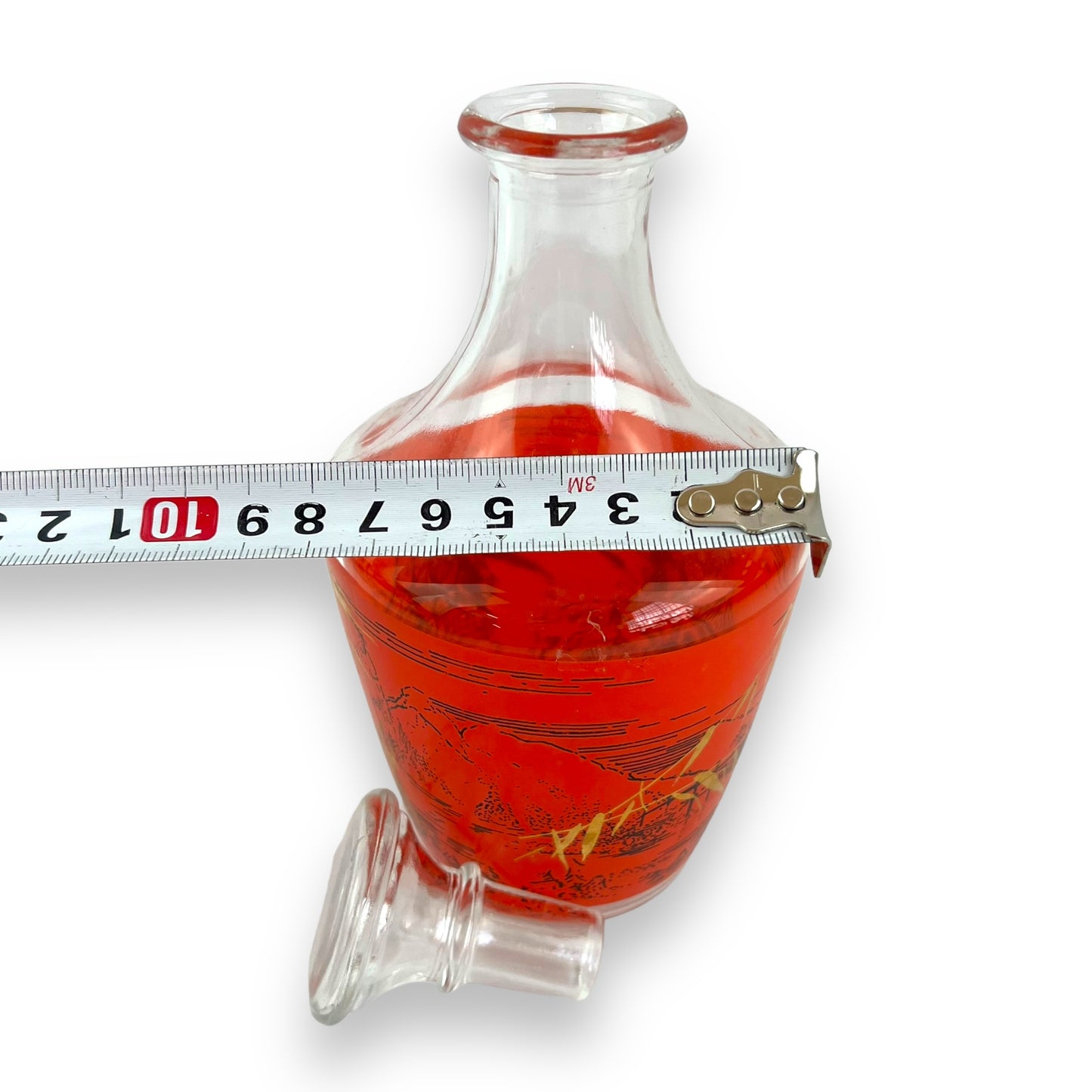 Glass decanter orange mountains