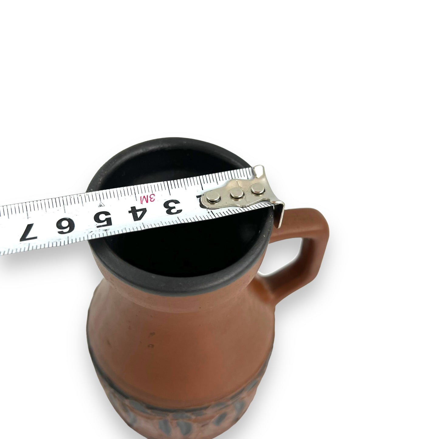 Brown small German vase with handle 348/15 stamp on base