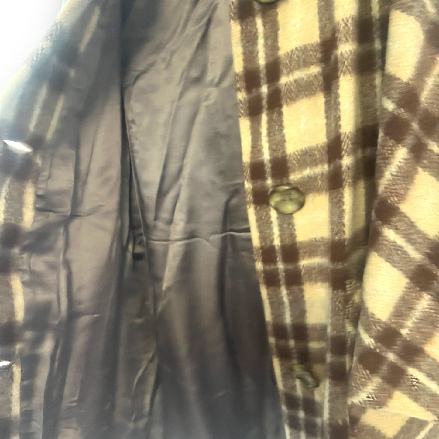 Brown and beige plaid check wool coat - Virgo Model Melbourne