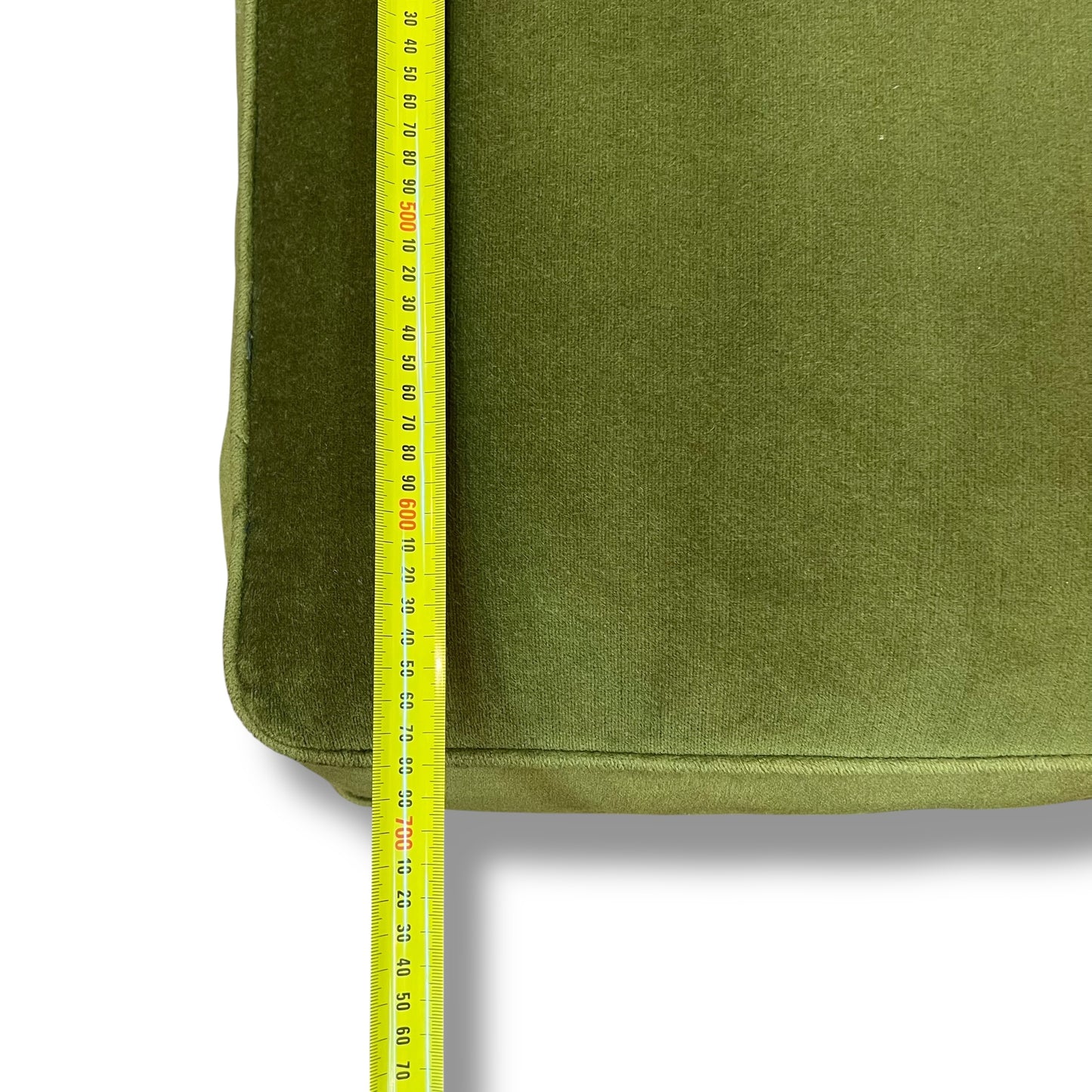 Ottoman — Green Velvet Upholstery, Feather Cushion