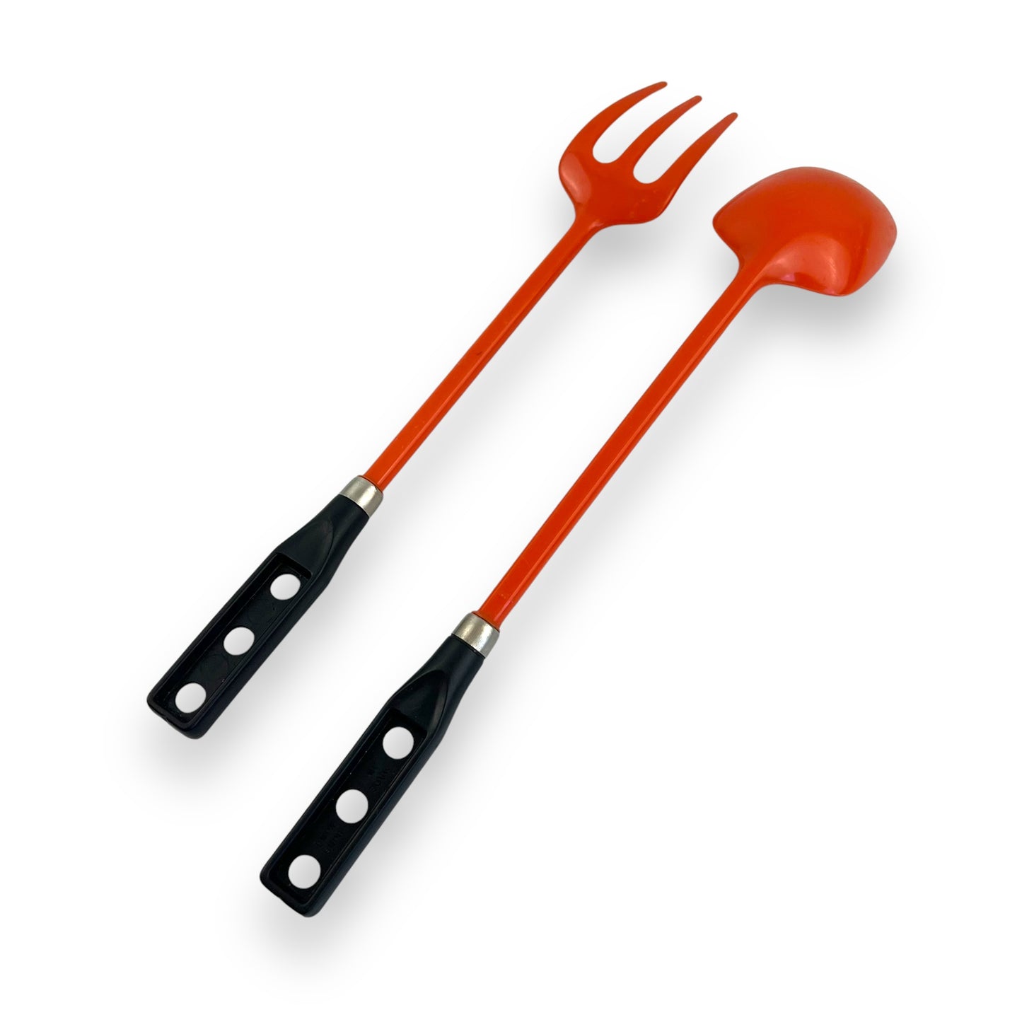 Salad Server Set - Made in Hong Kong - Orange and Black
