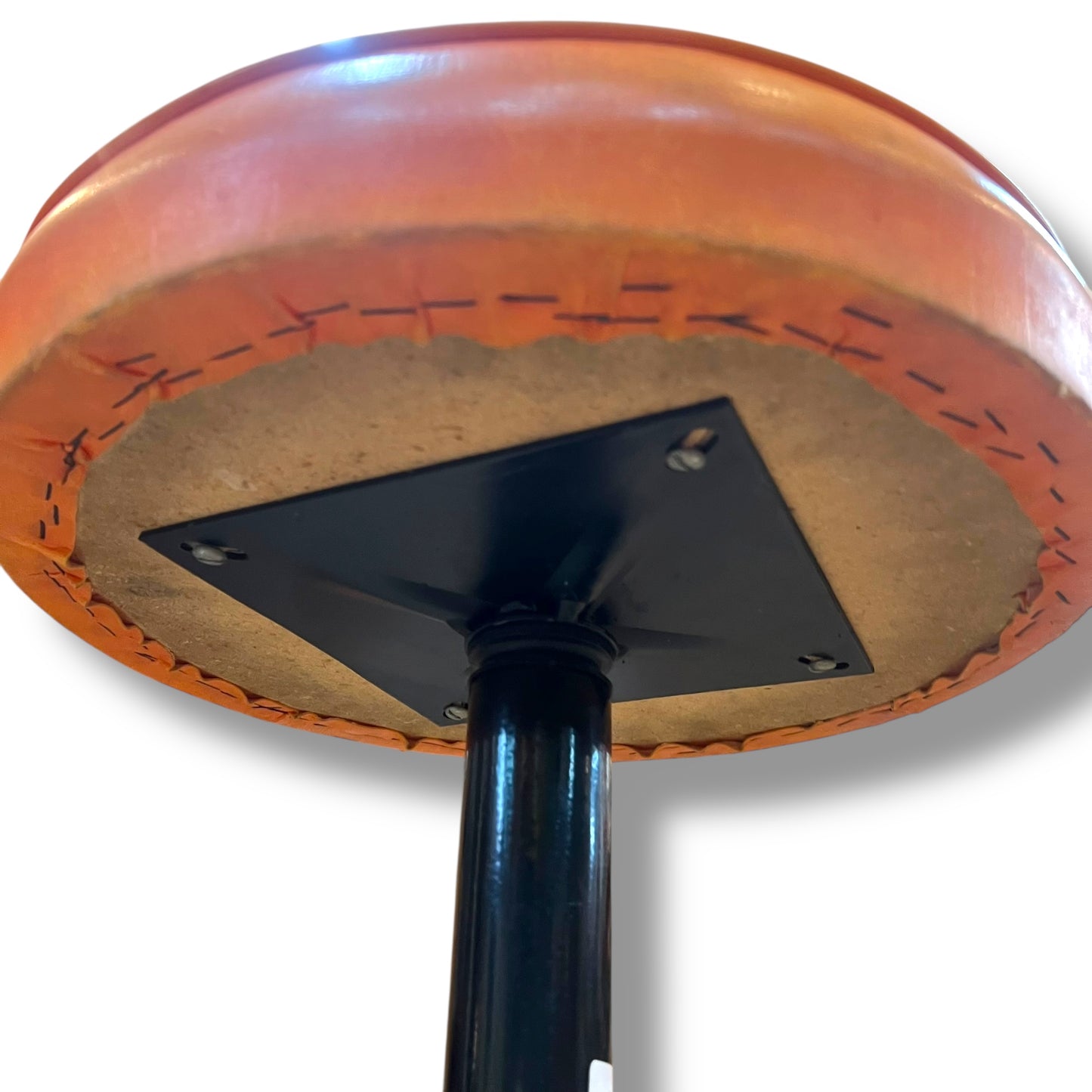 Orange Vinyl & Black Metal Stool