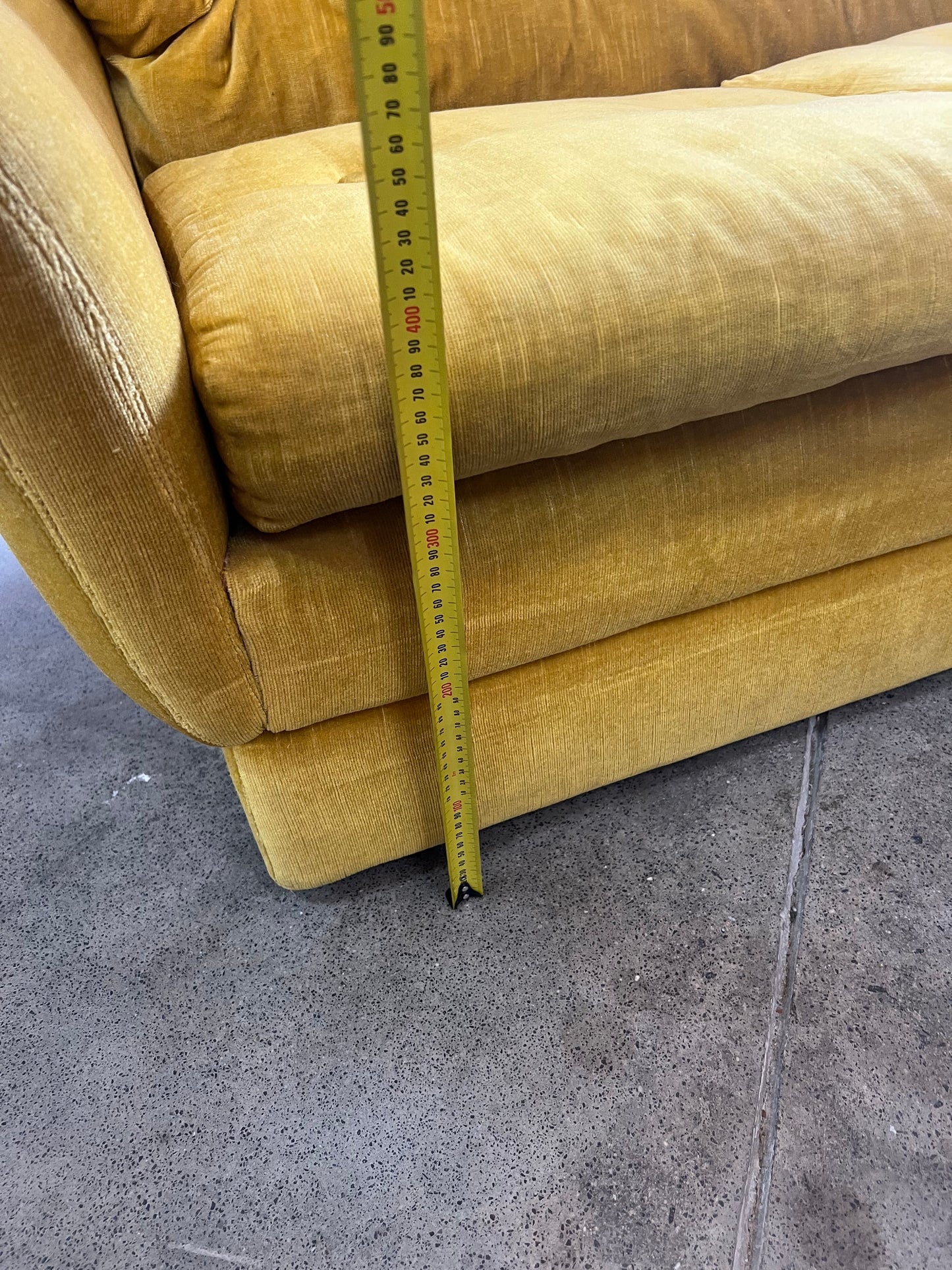 Fler Yellow Velvet Three-Seater Lounge
