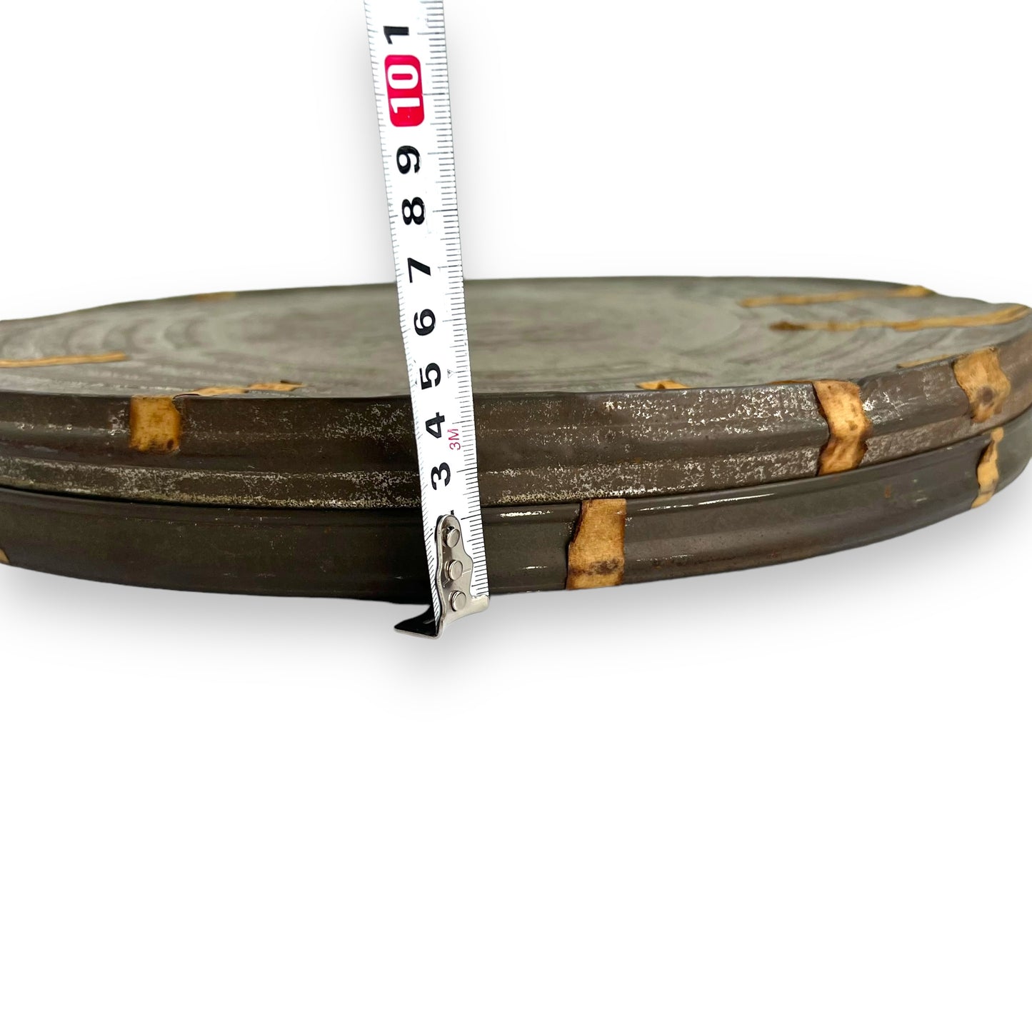 Large metal film reel storage tin