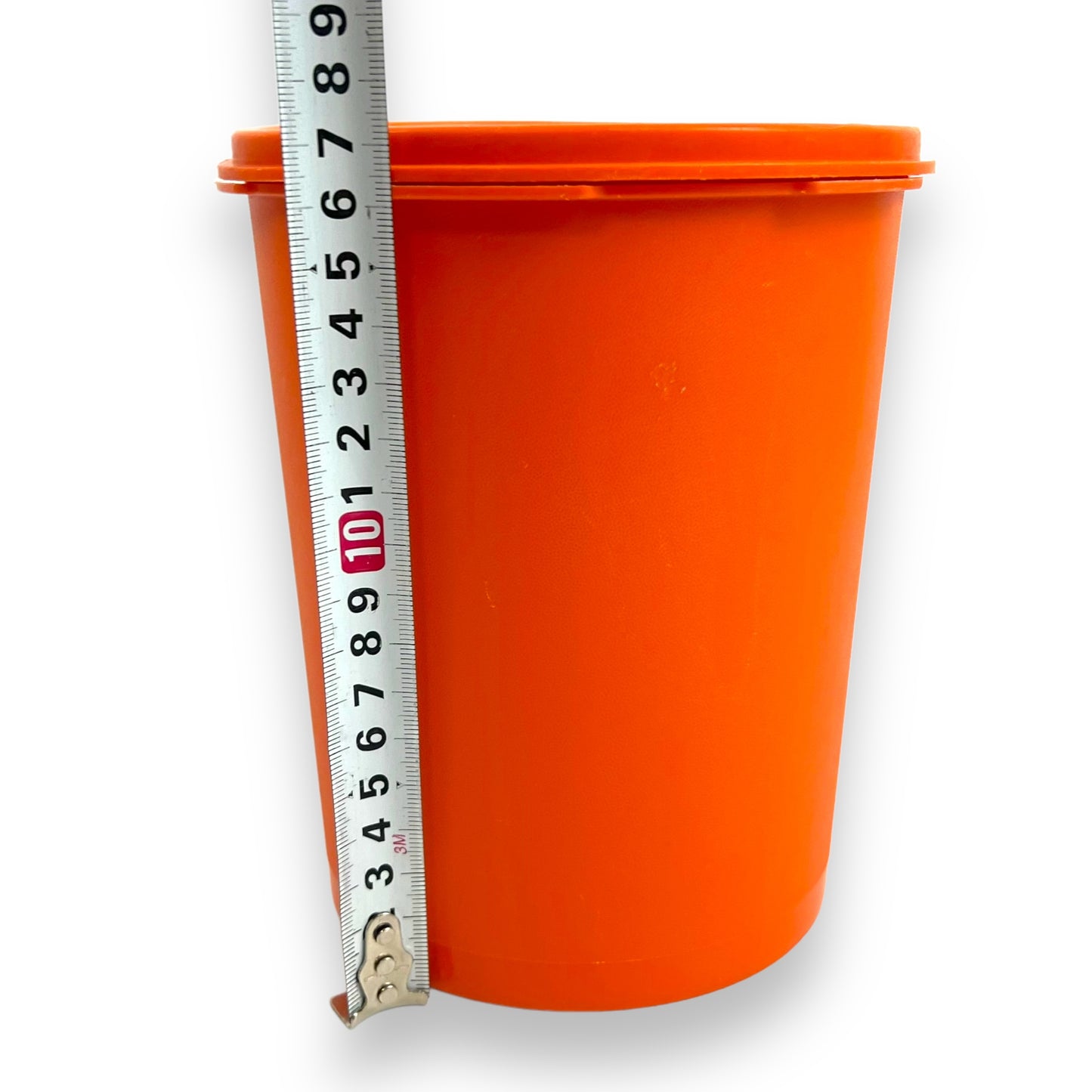 Orange Tupperware Cylinder Storage Container
