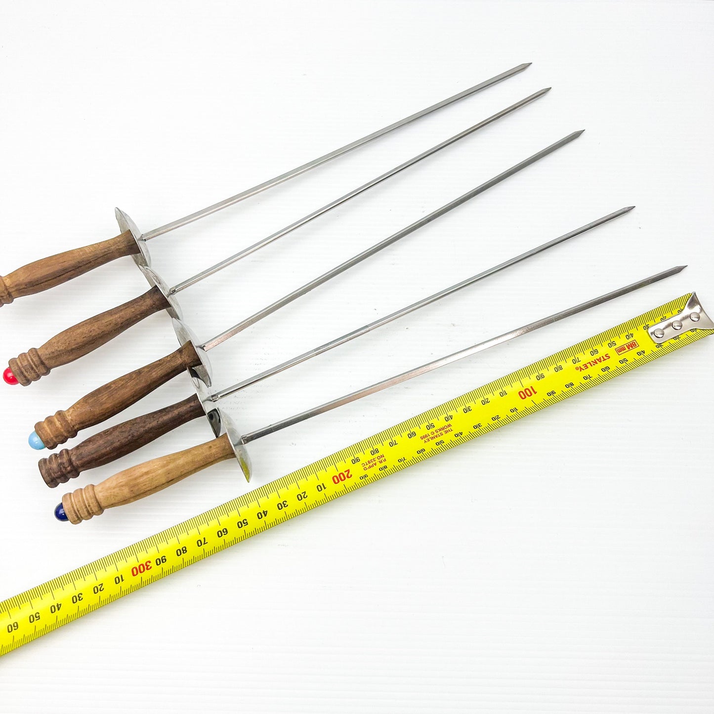Fondue forks set of 5 wooden handles