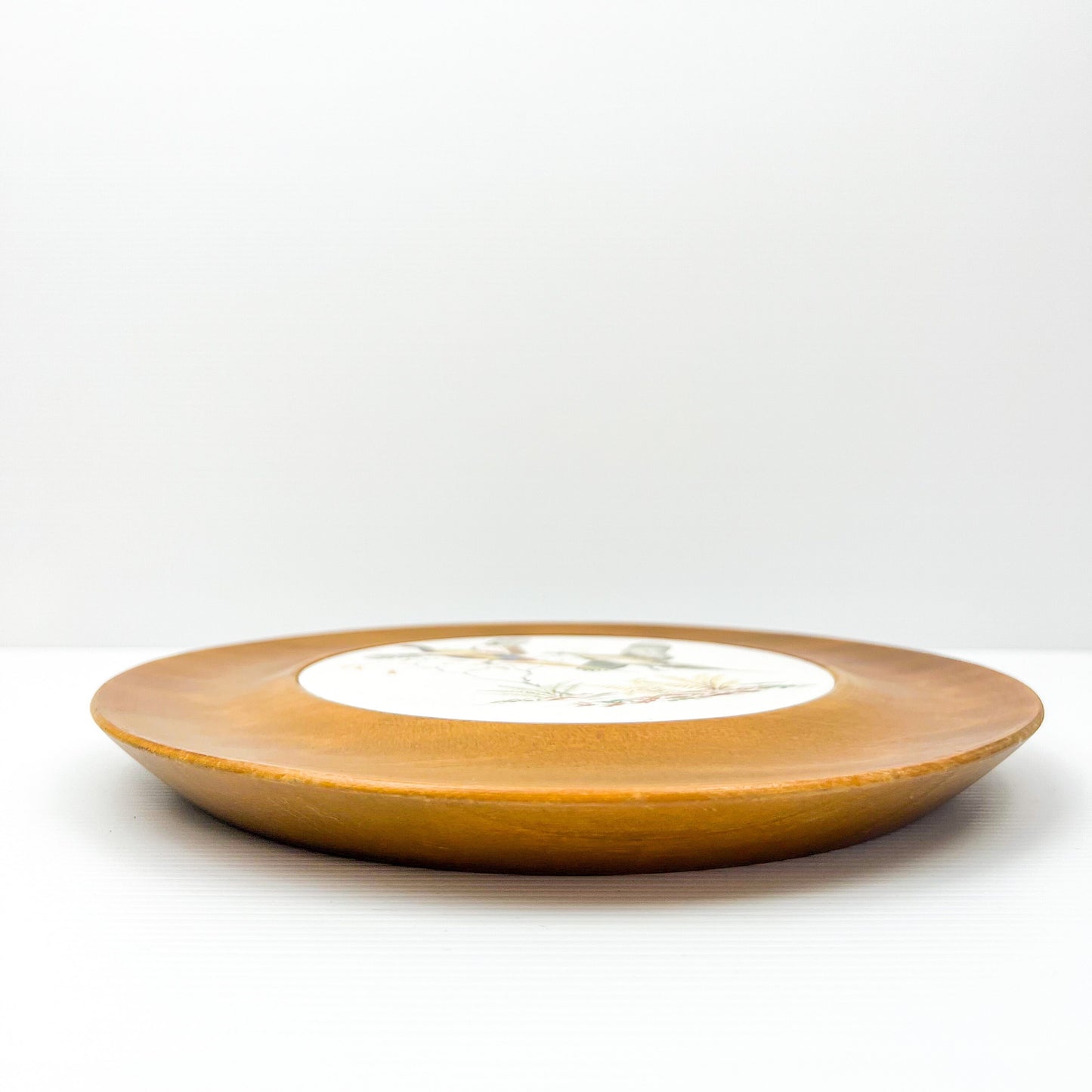 Ozark Walnutware Serving plate/tray with tile trivet in Center