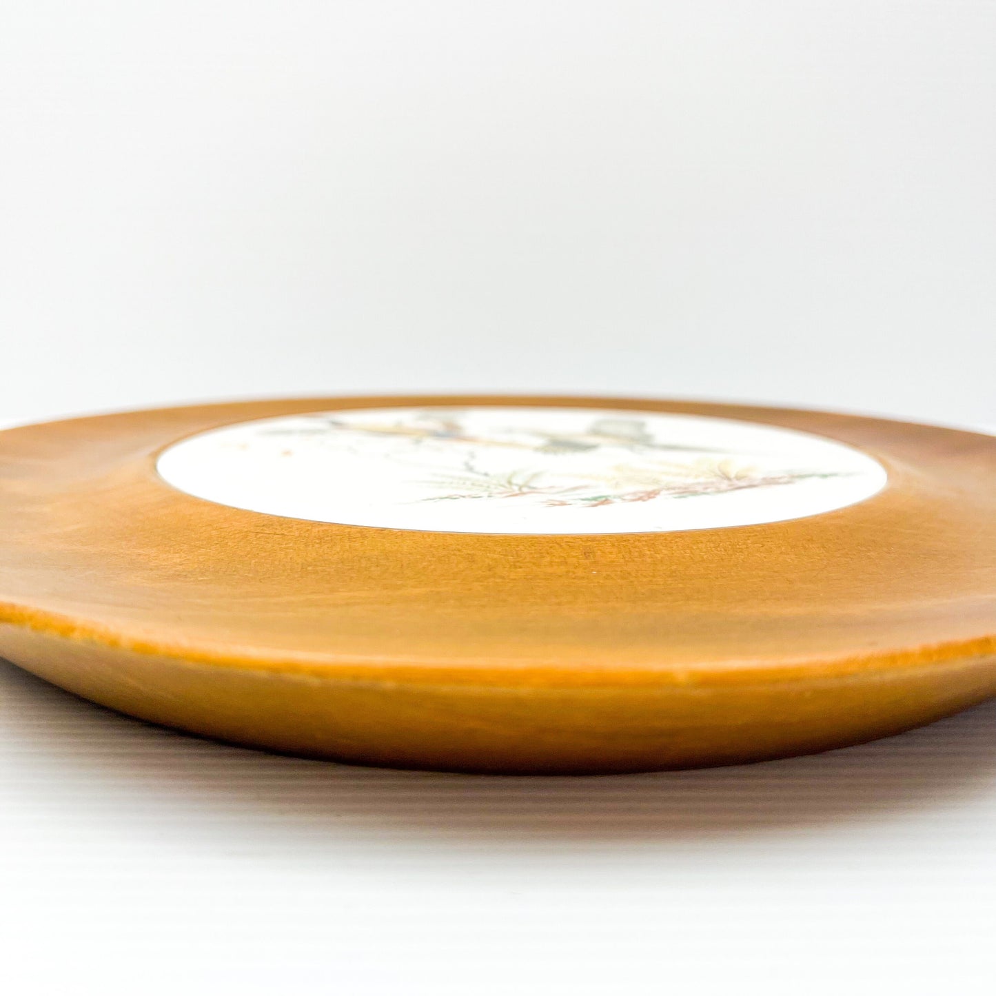 Ozark Walnutware Serving plate/tray with tile trivet in Center