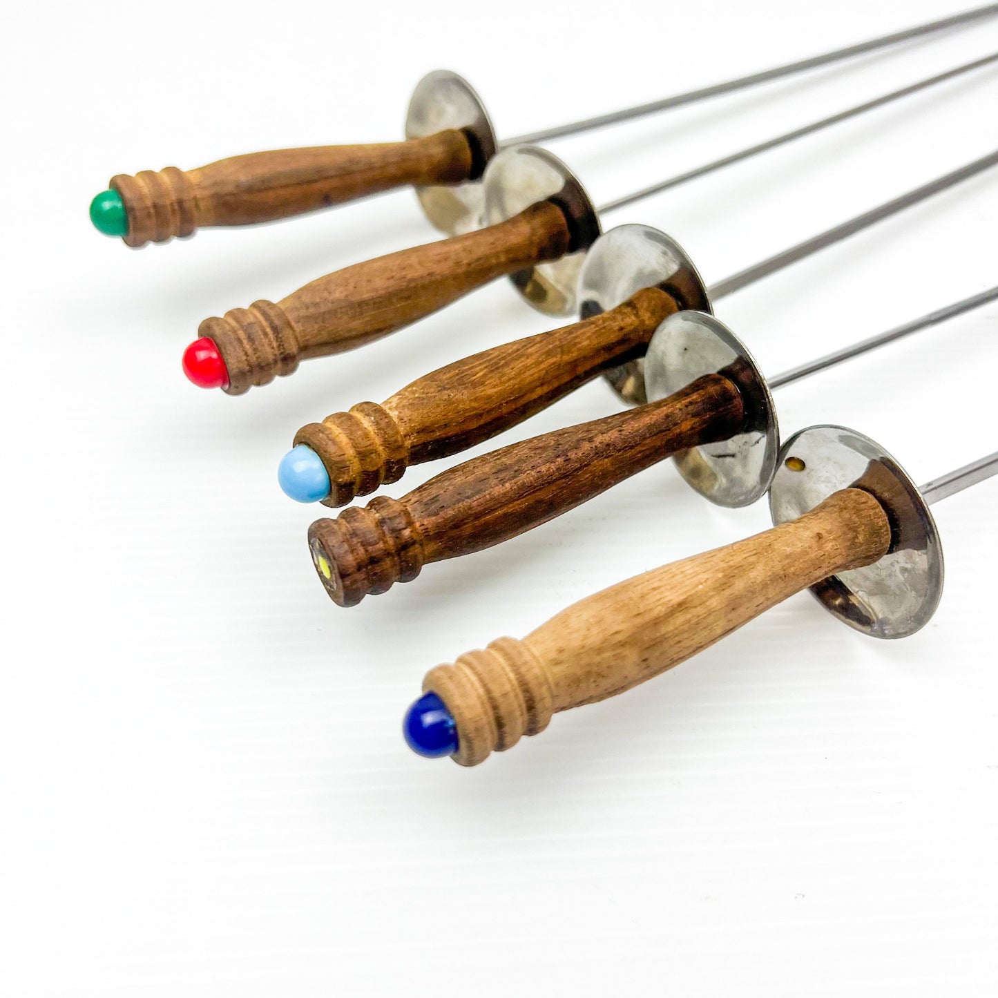 Fondue forks set of 5 wooden handles