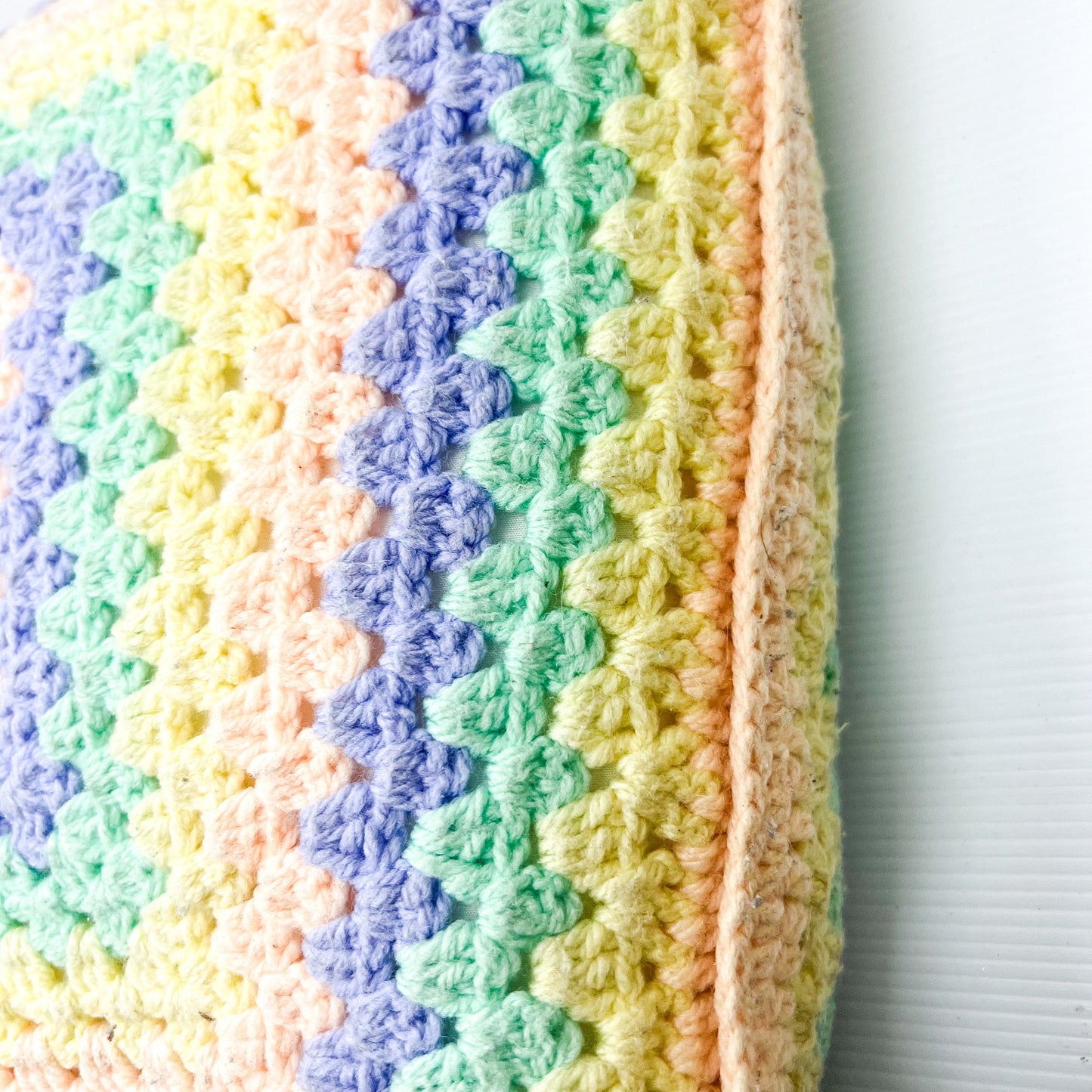 Pastel Rainbow Crochet Knit Cushion Set of 2