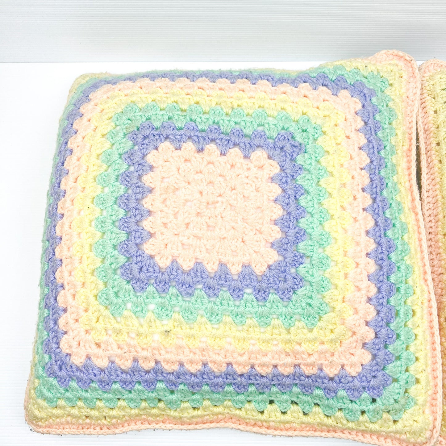 Pastel Rainbow Crochet Knit Cushion Set of 2