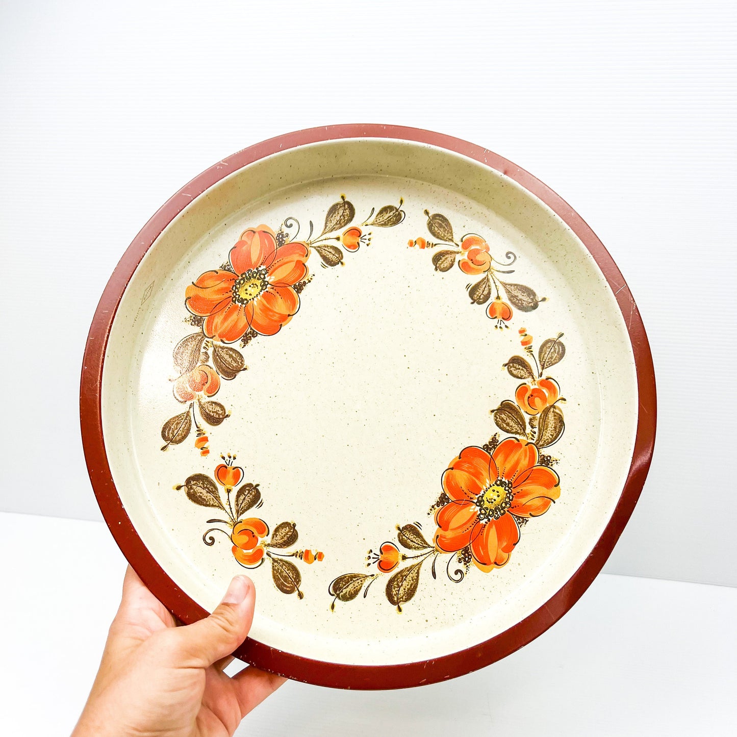 Willow Australia metal orange flower drink tray