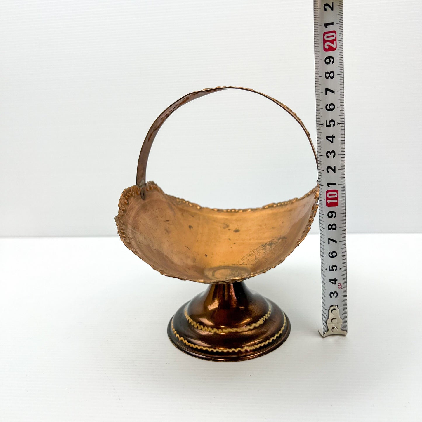 Copper Metal Etched Decorative Basket 19.5cm long x 13cm wide x 16.5cm tall approx