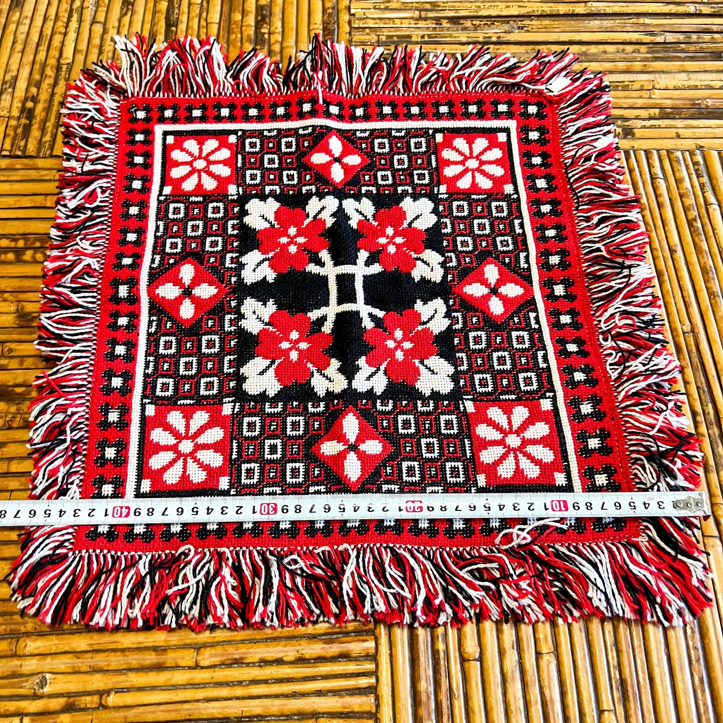 Red, Black and white patterned throw cushion cover 46cm x 50cm