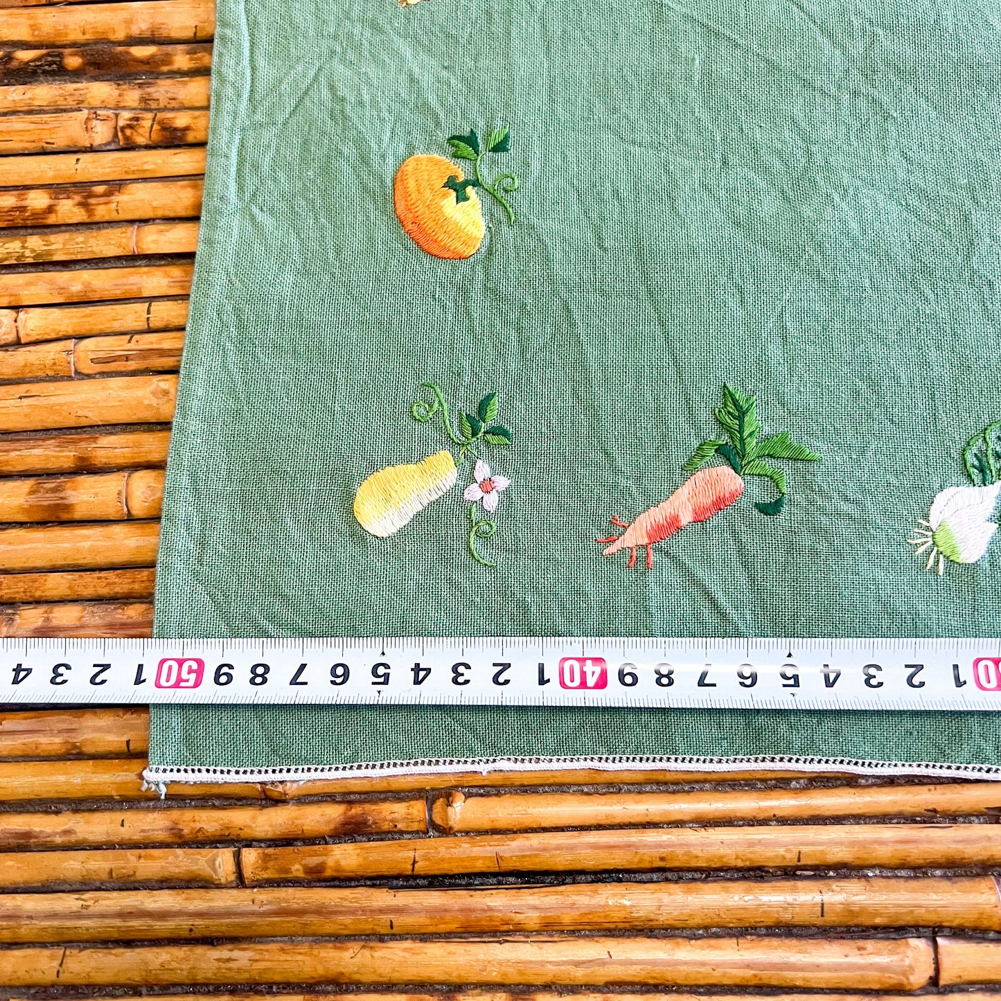 Tea Towel with embroided vegetables
