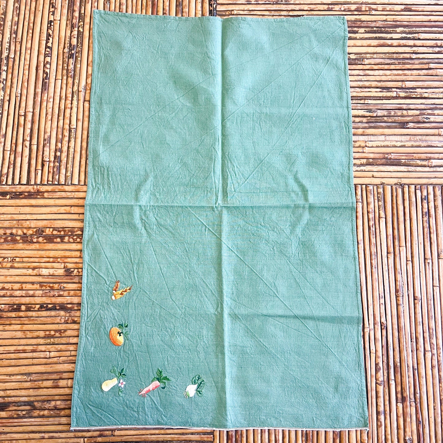 Tea Towel with embroided vegetables