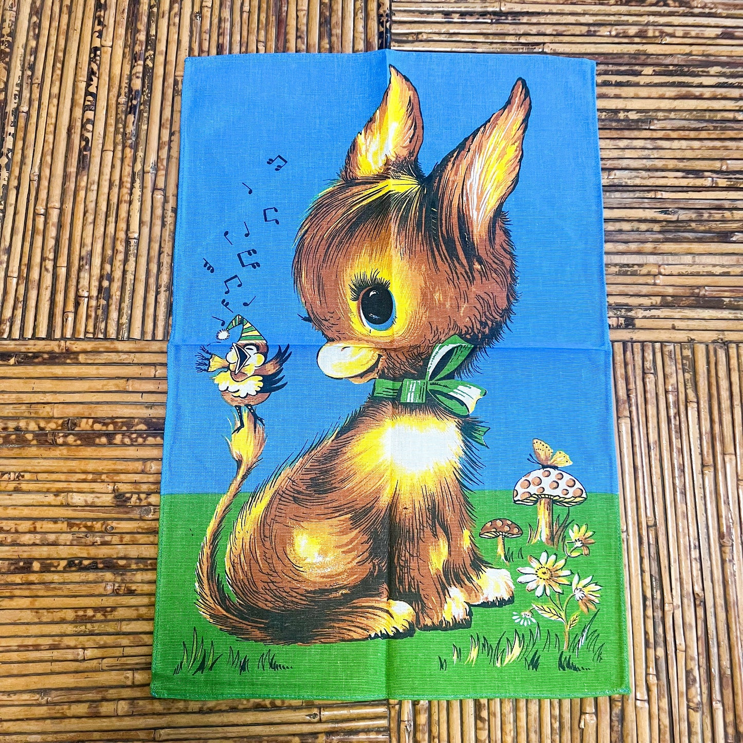 Retro Donkey and singing Bird Tea Towel - 100% Cotton Made in Brazil