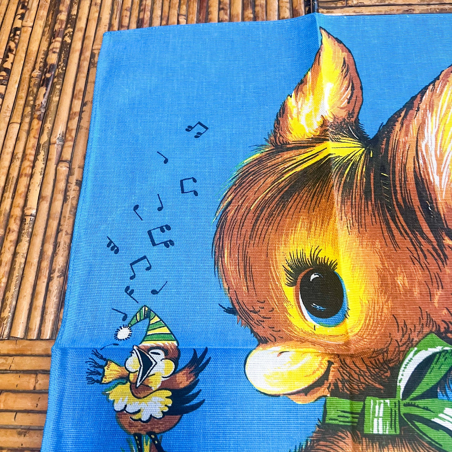 Retro Donkey and singing Bird Tea Towel - 100% Cotton Made in Brazil