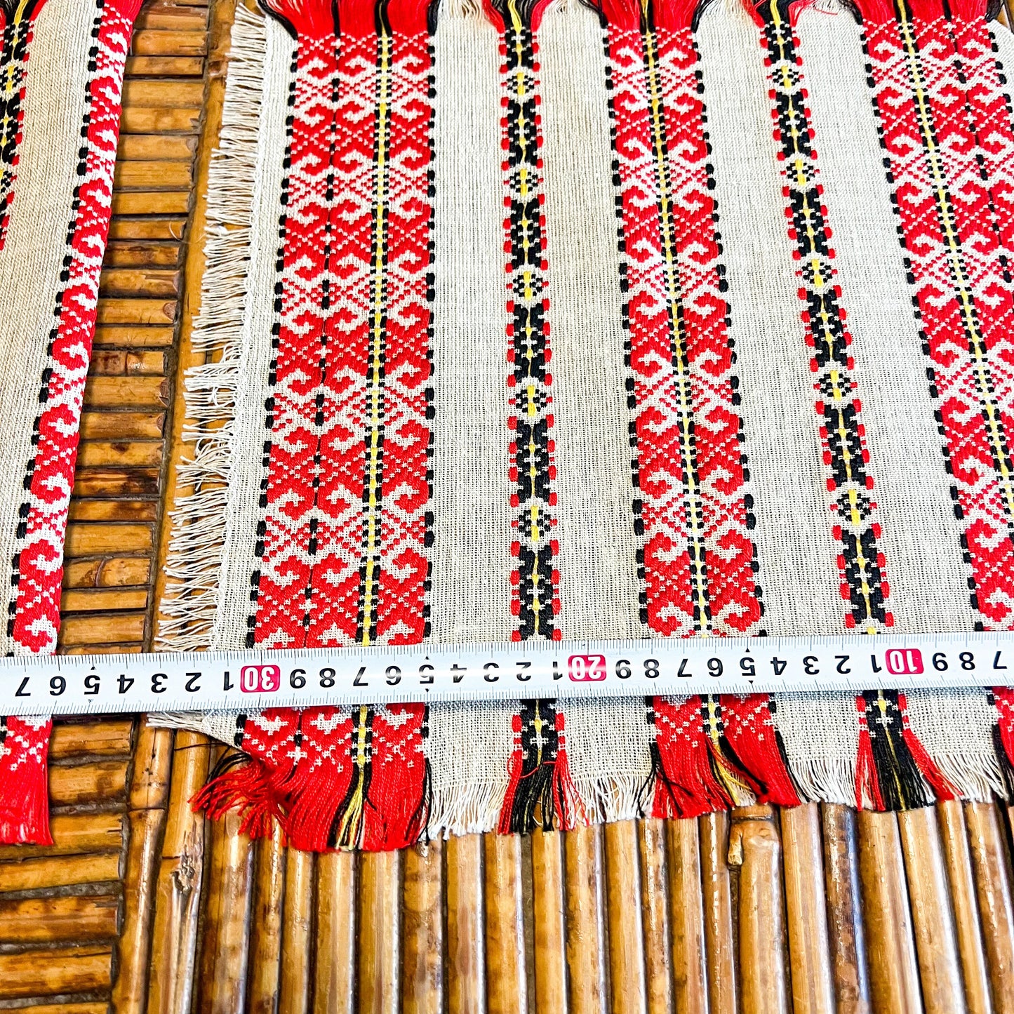 Woven Red, white and black placemats set of 6