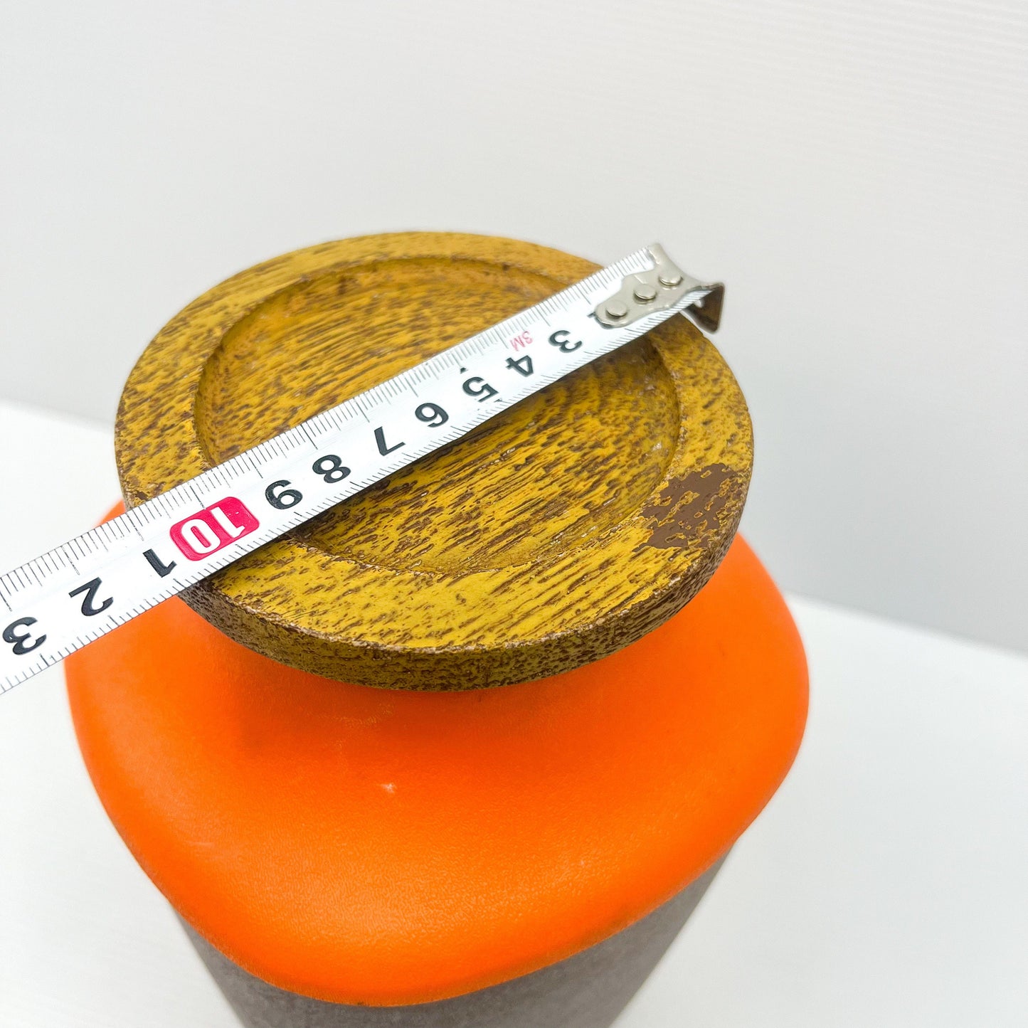 Retro Orange & Brown Plastic Storage Container