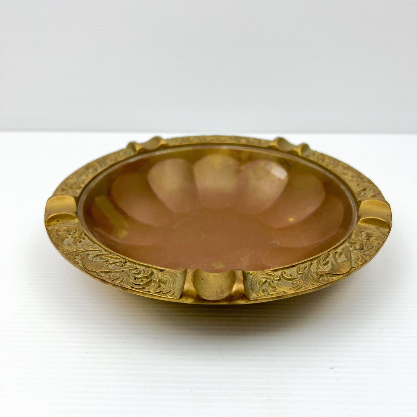 Vintage Round Brass Metal Ashtray