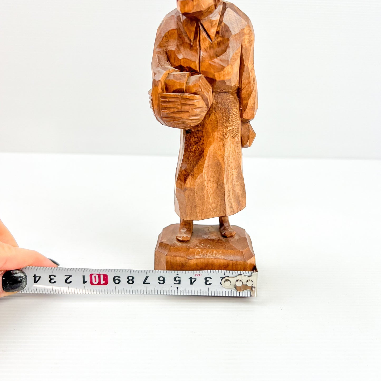 Wooden Carved Statue of Elderly Woman