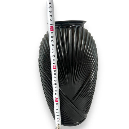 Black 1980s ribbed glass vase