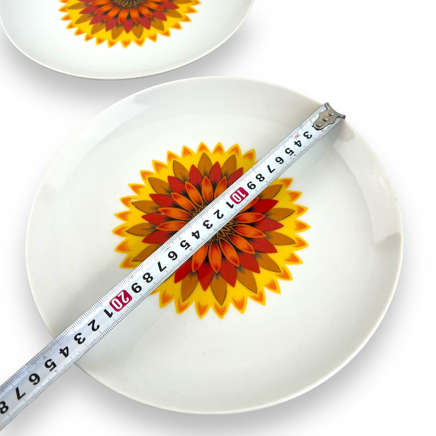 Vibrant Yellow, Red & Orange Flower Plate Set of 2
