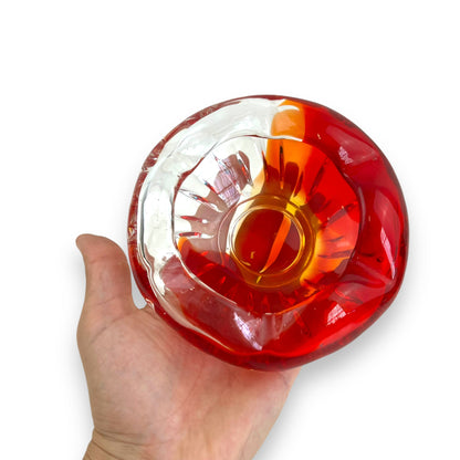 Red & Clear Art Glass Bowl / Ashtray