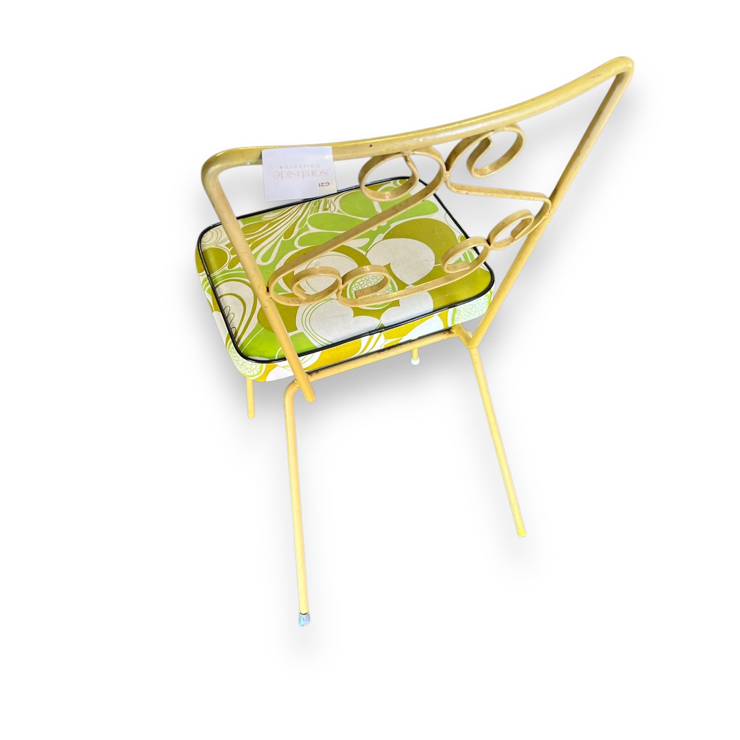 Yellow and green flower metal swirl chair