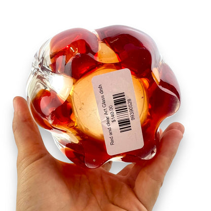 Red and clear Art Glass dish
