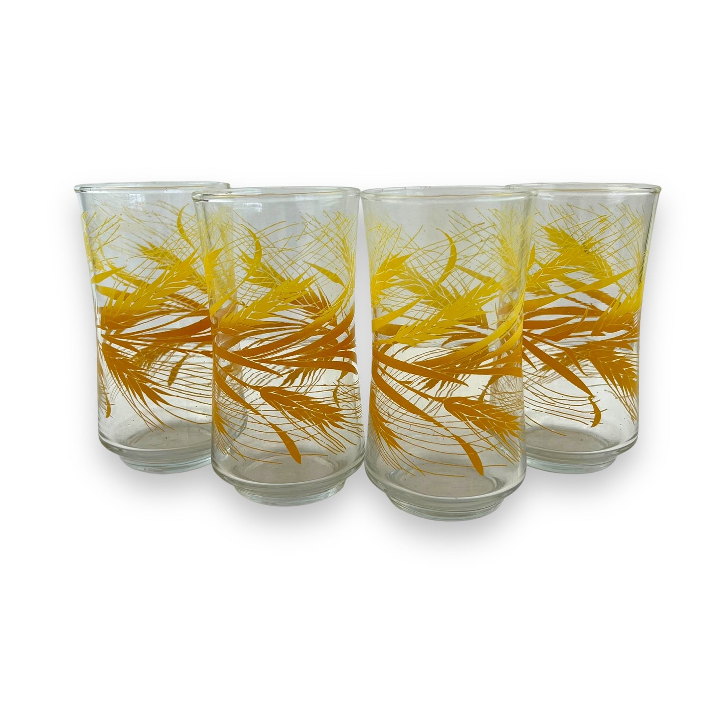 Orange and Yellow Wheat Pattern Tumbler Glass Set of 4