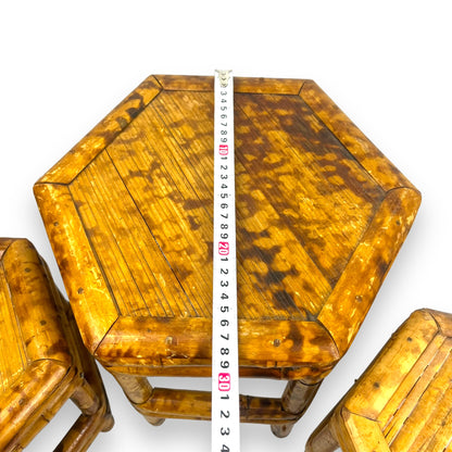 Hexagon Plant Stand Set x3 Tortoiseshell Cane