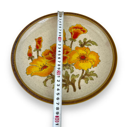 Vintage Apollo Stone by Elier Round Serving Plate - Yellow & Red Floral Pattern - Made in Japan