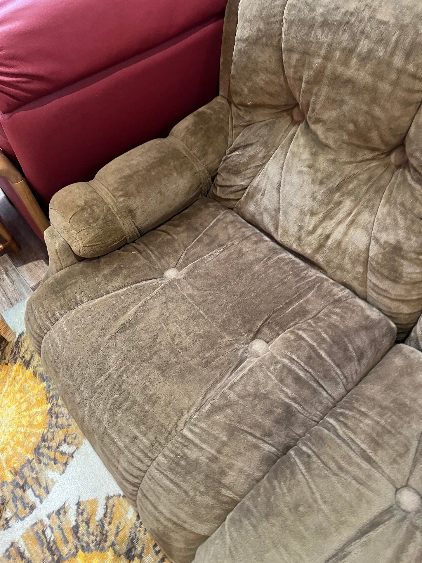 Chunky Brown Two Seater Lounge with Tufted Detailing