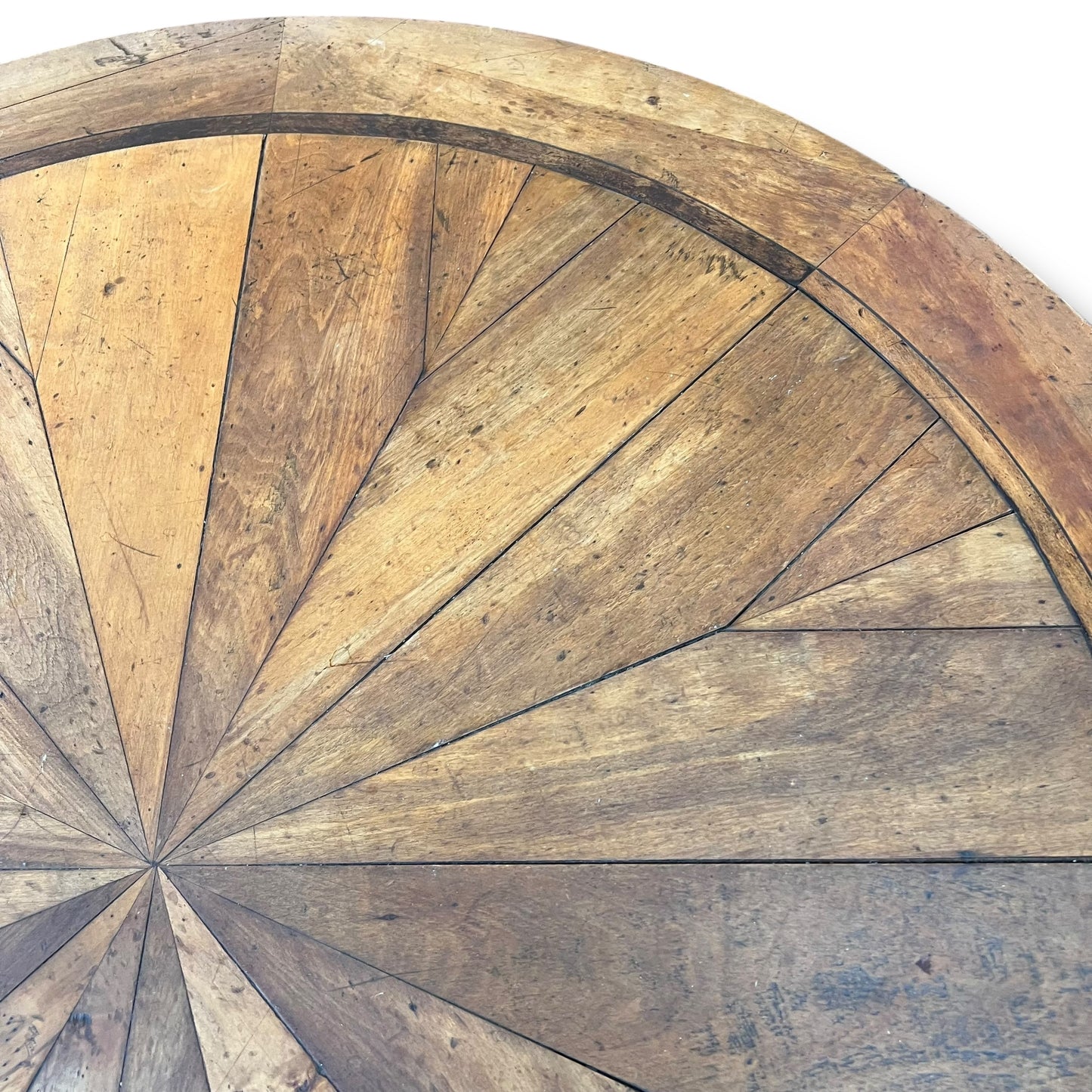 Round Parquetry Dining Table with Carved Scroll Base