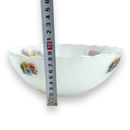 Arcopal France Multicolour flower white glass bowl