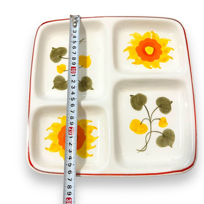 Divided Plate with Hand-Painted Floral Design - Made in Japan