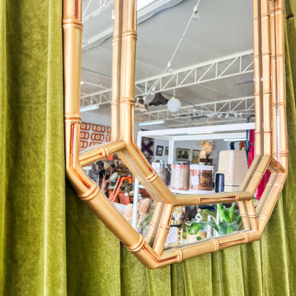 Octagonal Faux Bamboo Wall Mirror – Hollywood Regency Style