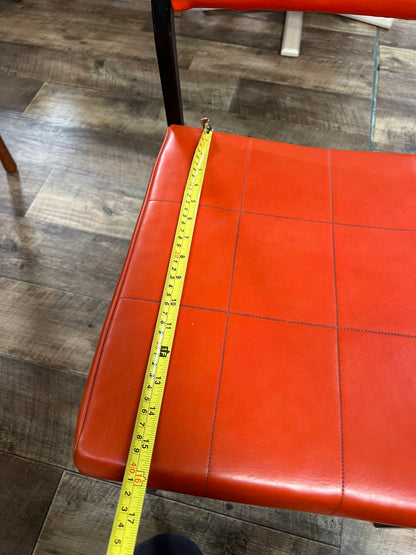 Orange Vinyl Dining Chair – Black Metal Frame
