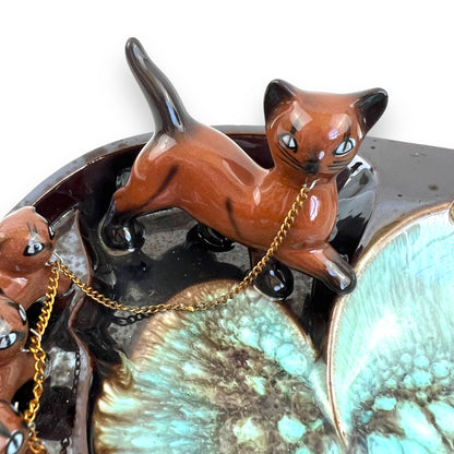 Ceramic Cat & Kittens Ashtray/Trinket Dish by Rossini Made in Japan