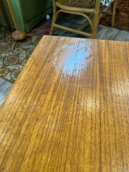 Mid century Teak side table with slated magazine shelf