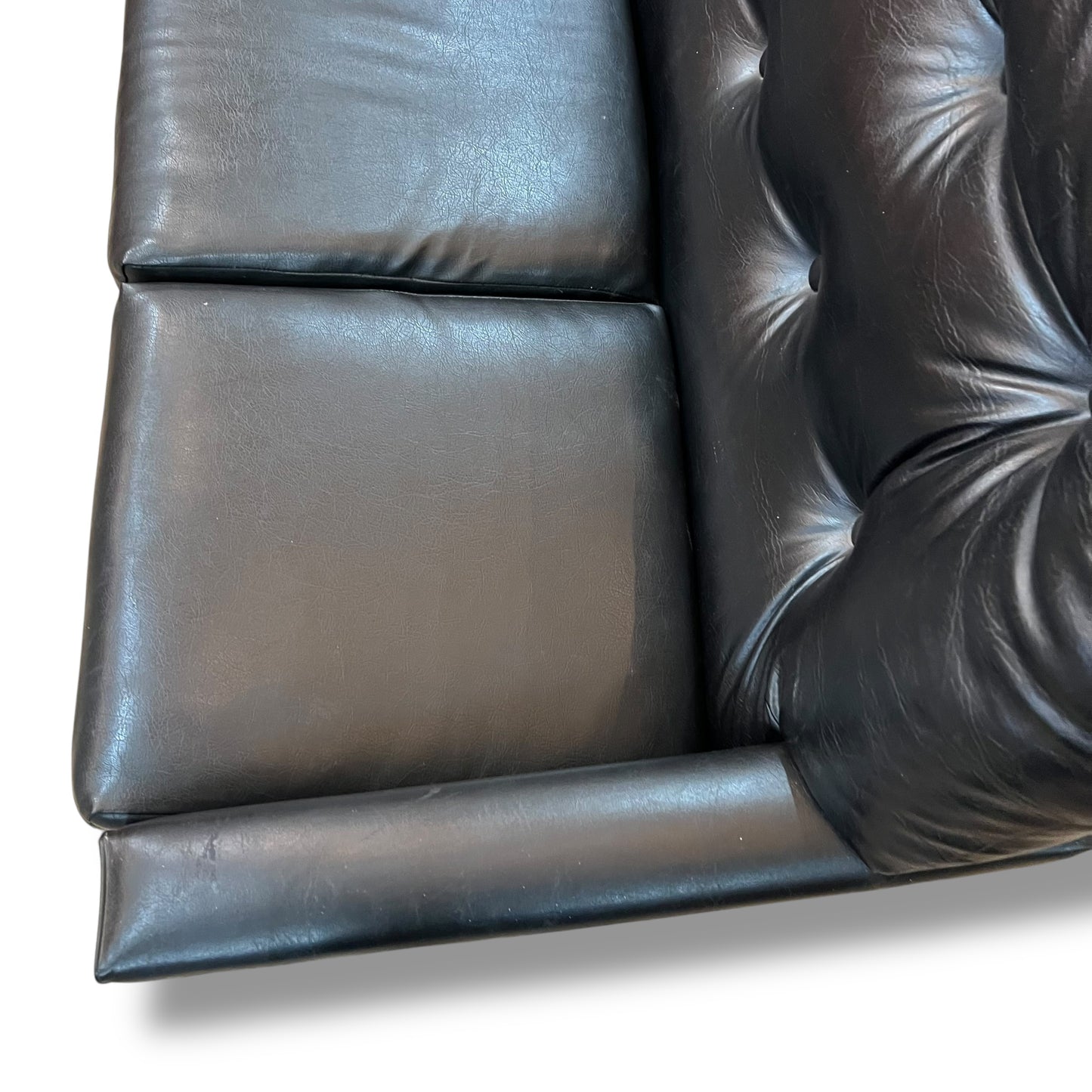 Mid-Century Black Vinyl Lounge – Retro 3-Seater Sofa