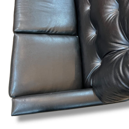 Mid-Century Black Vinyl Lounge – Retro 3-Seater Sofa