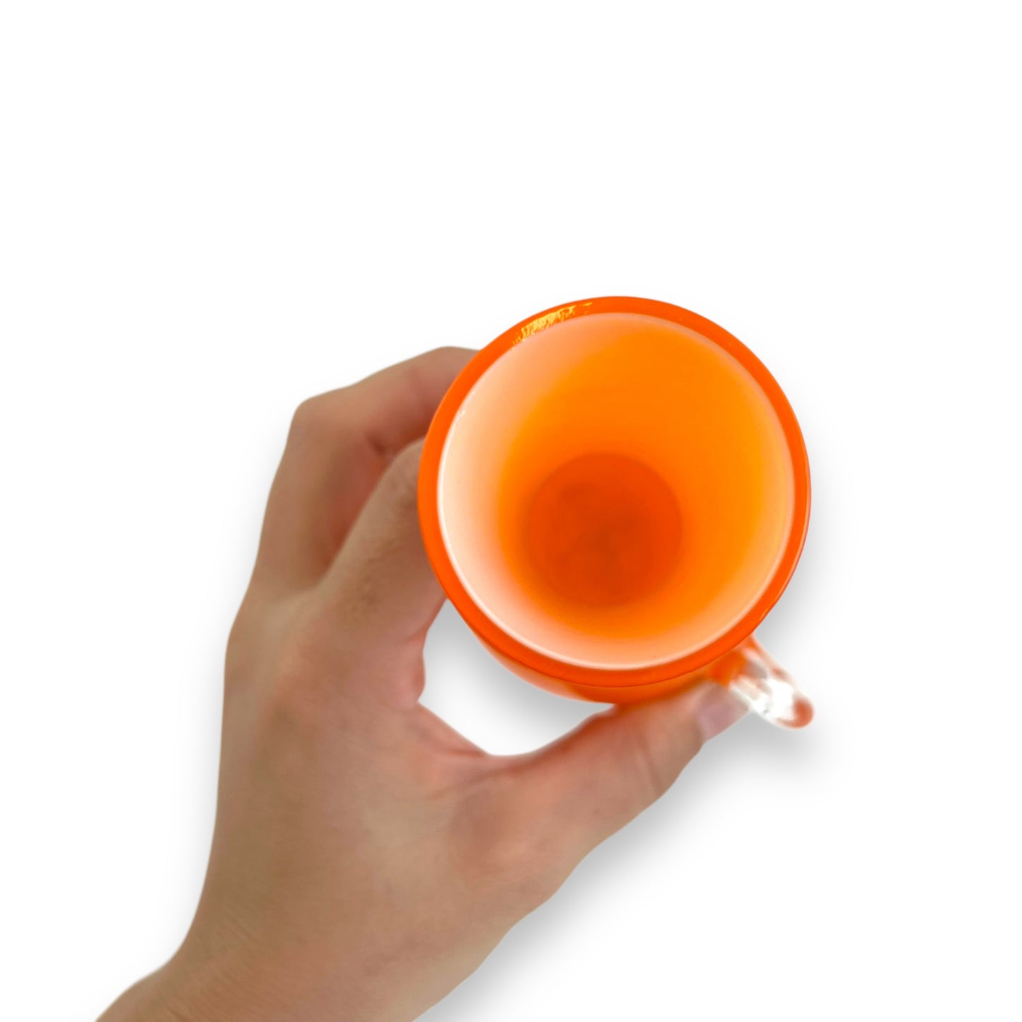 Orange Art Glass Vase with clear handle