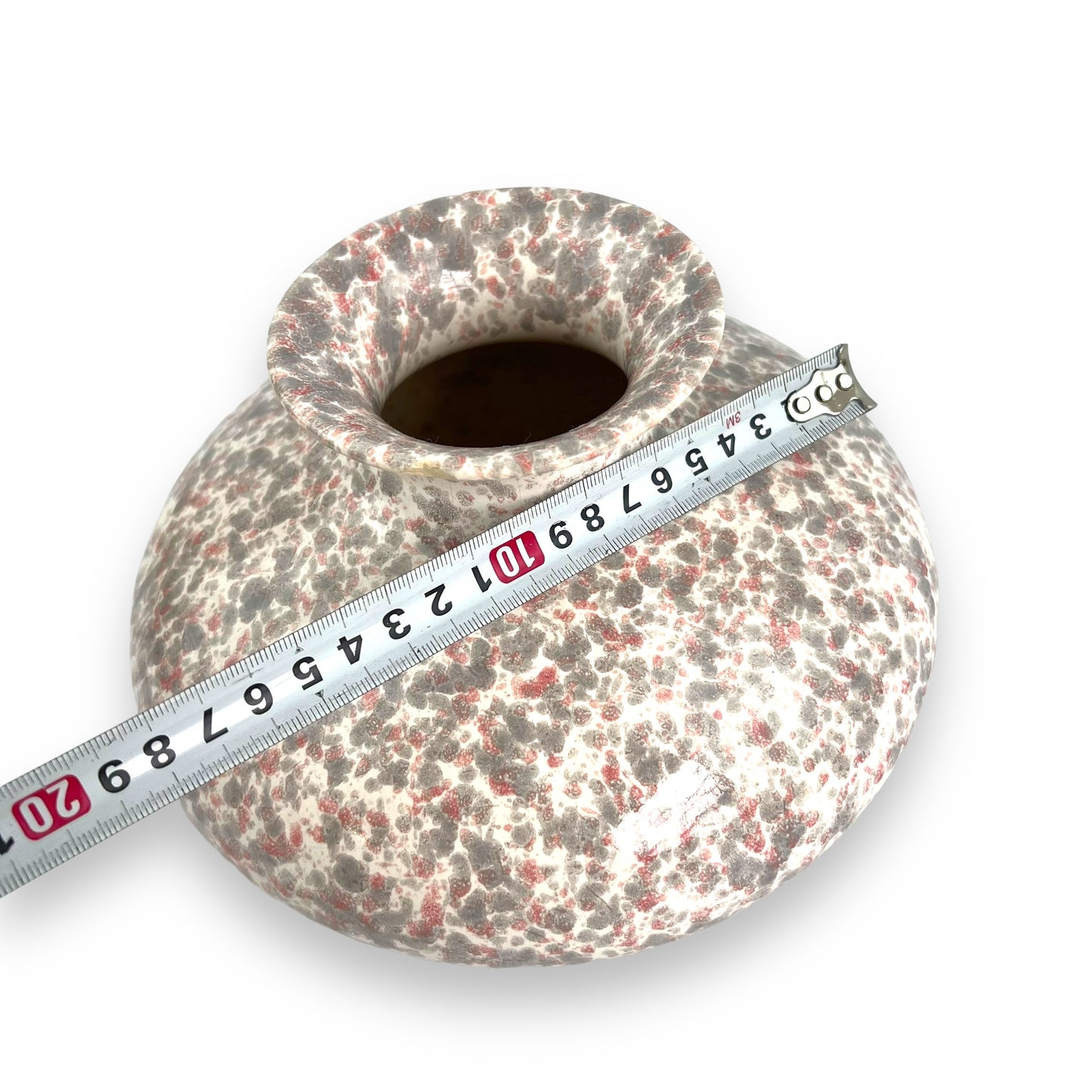 Pink and grey speckled vase
