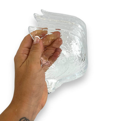 Orrefors (Sweden) "Eden" glass med sized leaf bowl designed by Lars Hellsten