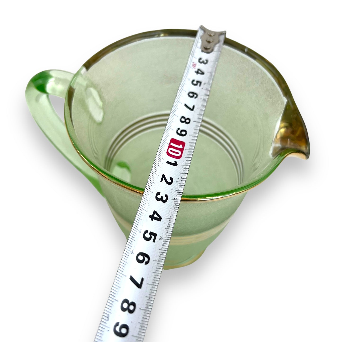 Frosted green glass jug and glass set